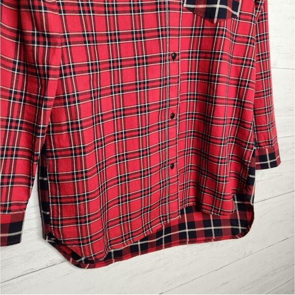 Madewell Size XS‎ Red Classic Ex-Boyfriend Shirt in Plaid Patchwork - Picture 10 of 13